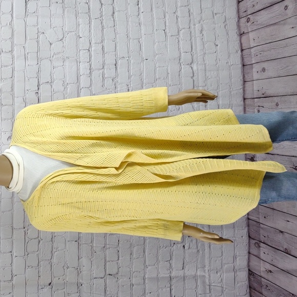 Christopher & Banks Large yellow open front knit waterfall Cardigan - Picture 1 of 10